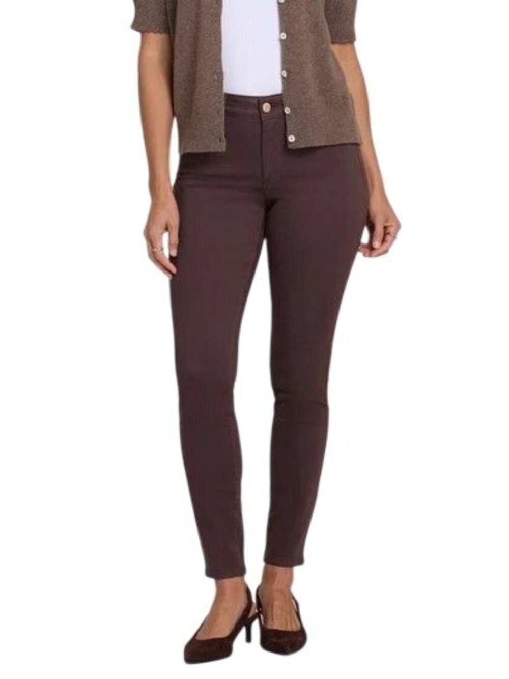 NYDJ Ami Skinny Jeans fitted tucked tummy & lifted curves Size 6 Chocolate $129